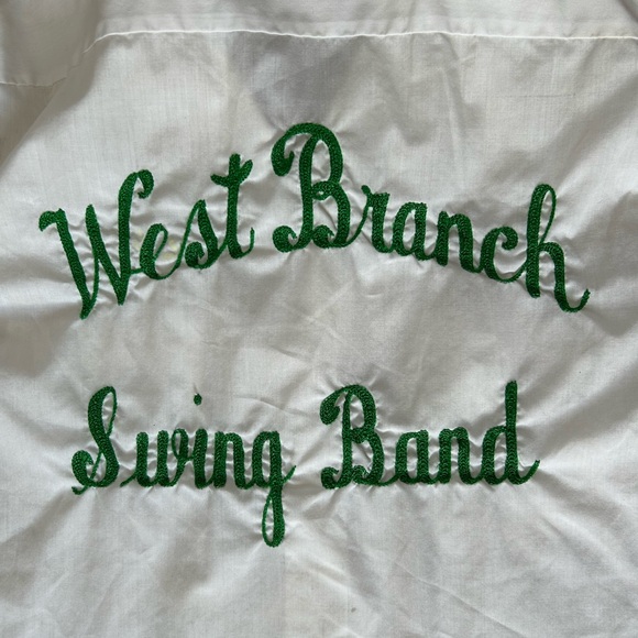 Vintage Embroidered Swing Band Short Sleeve Button Up Shirt size M/L - Picture 5 of 11